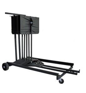 Model # 1980 The Harmony Stand Cart, with its horizontal rail framework, is designed to hold 15 of the horizontally stacking Harmony music stands.